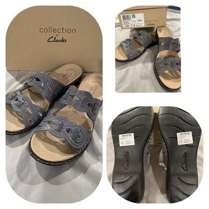 Brand new “Leisa Charm Blue Gret Leather sandals